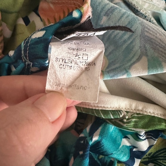 Privy Tropical Floral Print with Tie Front Body Con dress in blues & greens-XS - Picture 12 of 13